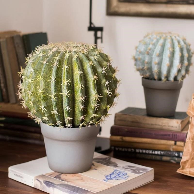Yapay Çiçek Echinocactus Grusonii Altın Fıçı Kaktüs  35*35cm Cactüs  sk4011