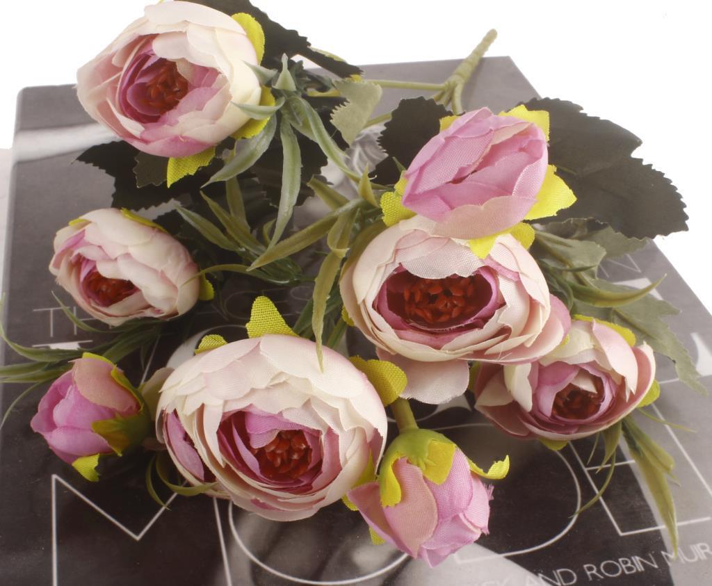 Yapay Çiçek Erengül Yapay Gül Demeti 6 Çiçekli AÇIK PEMBE 