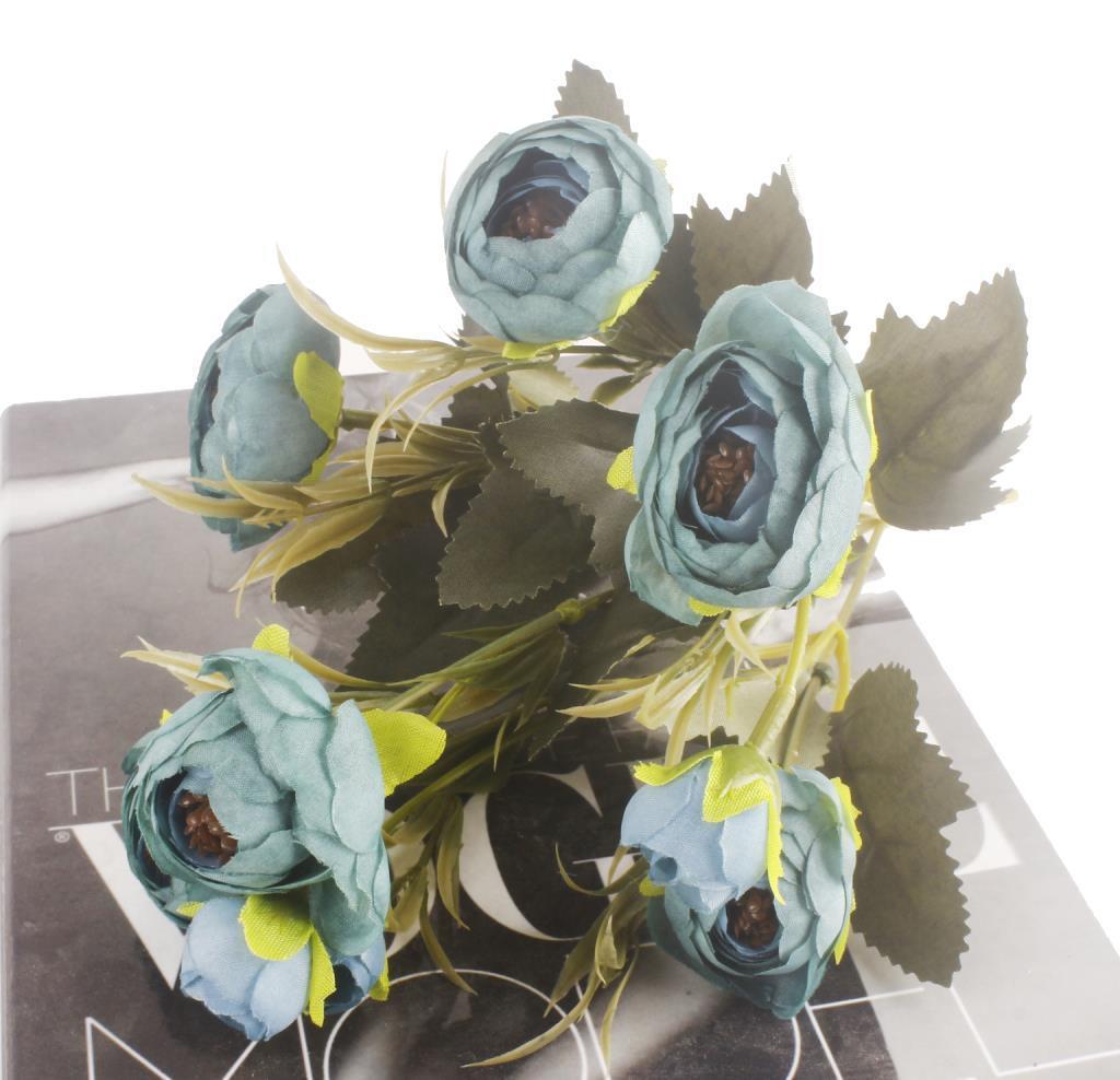 Yapay Çiçek Erengül Yapay Gül Demeti 6 Çiçekli TURKUAZ