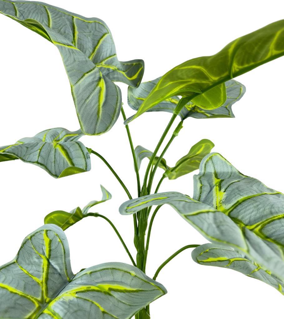 Yapay Çiçek Fil Kulağı Açık Yeşil Islak Doku Salon Bitkisi Siyah Saksıda 40cm 9 Yapraklı 