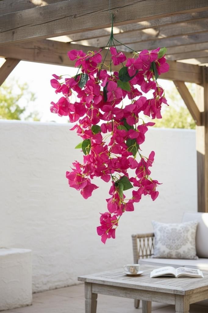 Yapay Çiçek Fuşya Begonvil Çiçeği 5 Dallı 60cm Sarkan Çiçek bg605