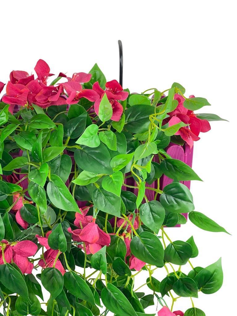 Yapay Çiçek Fuşya Begonvil li Mor Çit Balkon Saksısı 55*35cm 70cm Sarkar