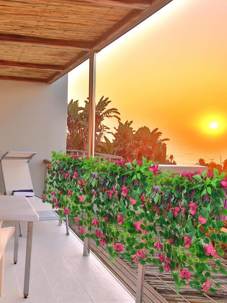 Yapay Çiçek Fuşya Begonvil li Mor Çit Balkon Saksısı 55*35cm 70cm Sarkar