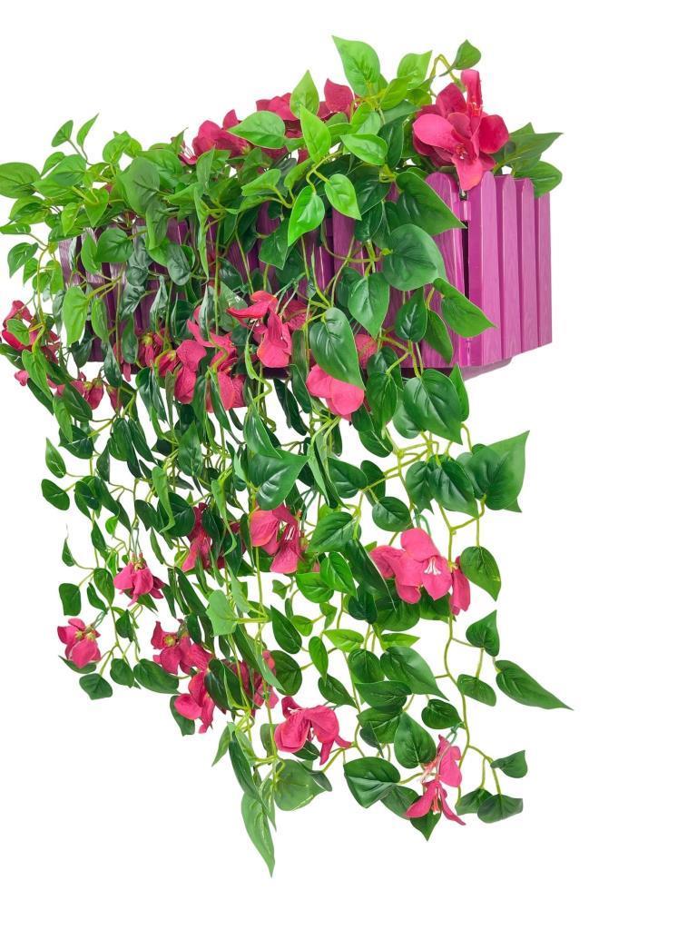 Yapay Çiçek Fuşya Begonvil li Mor Çit Balkon Saksısı 55*35cm 70cm Sarkar