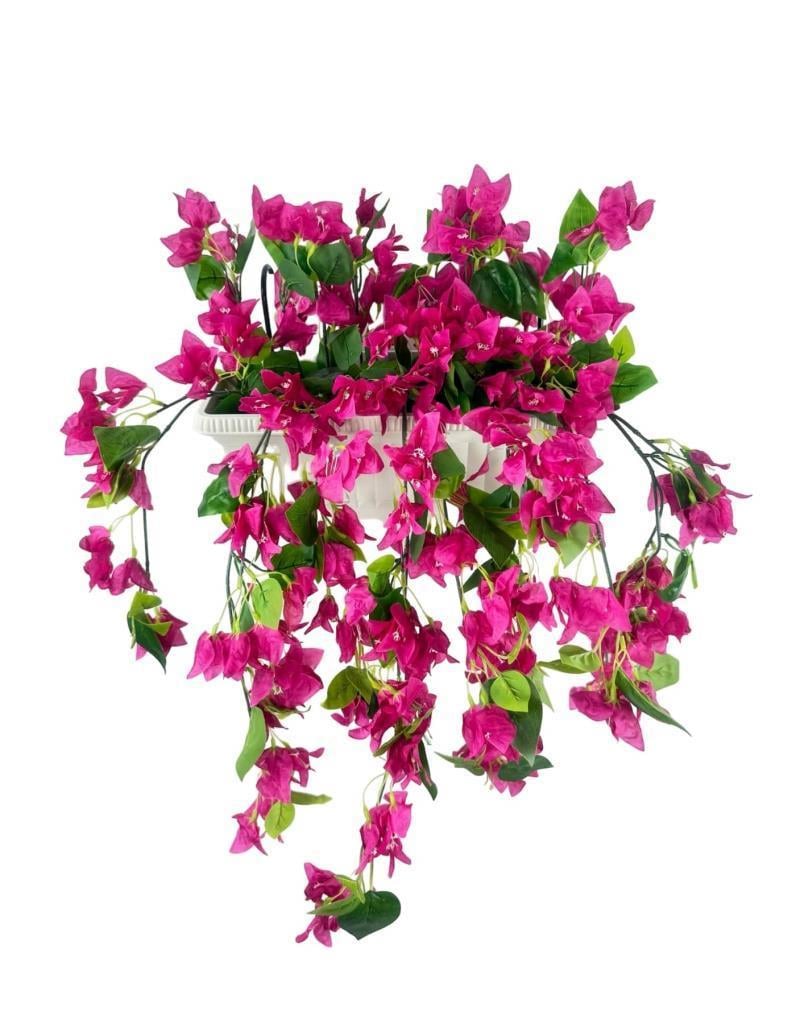 Yapay Çiçek Fuşya Pembe Begonvil Küpeşte Askılı Saksıda Balkon Çiçeği Çiçek Sepeti