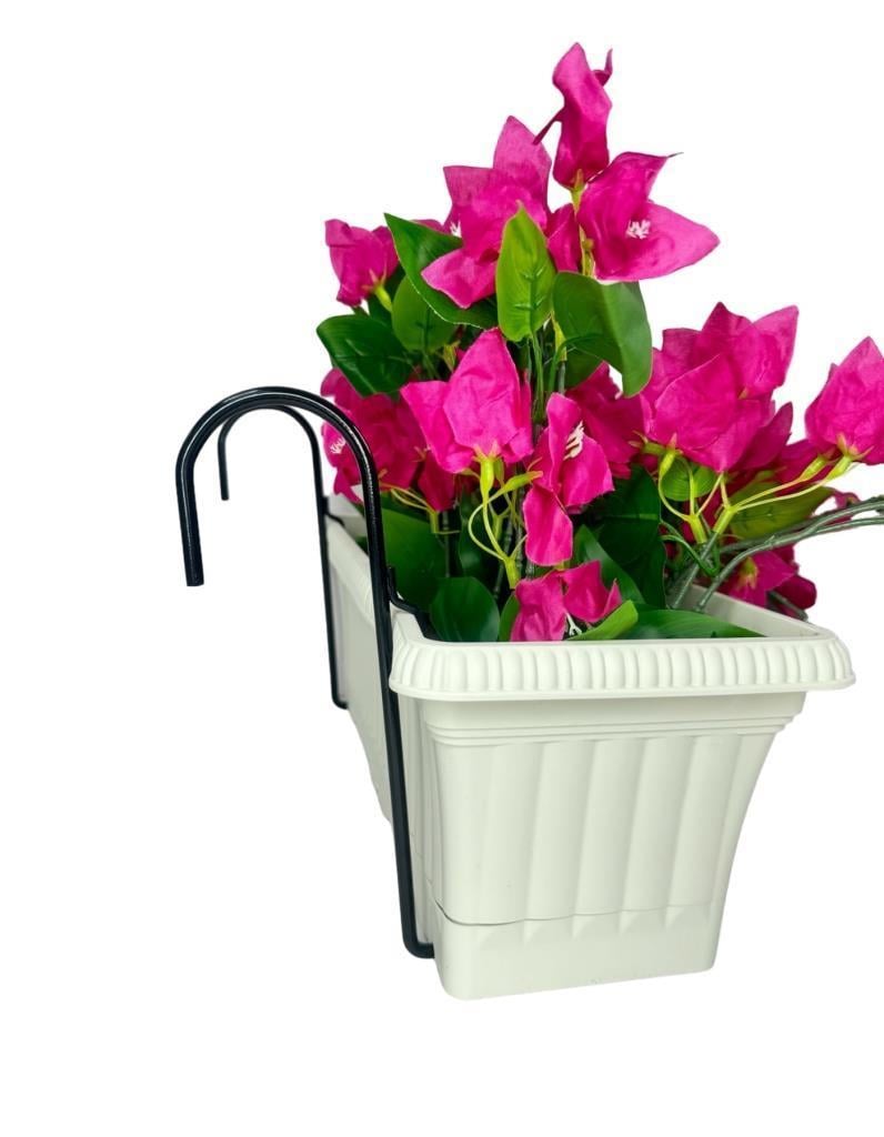 Yapay Çiçek Fuşya Pembe Begonvil Küpeşte Askılı Saksıda Balkon Çiçeği Çiçek Sepeti