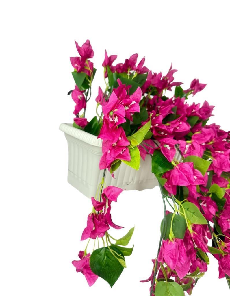 Yapay Çiçek Fuşya Pembe Begonvil Küpeşte Askılı Saksıda Balkon Çiçeği Çiçek Sepeti