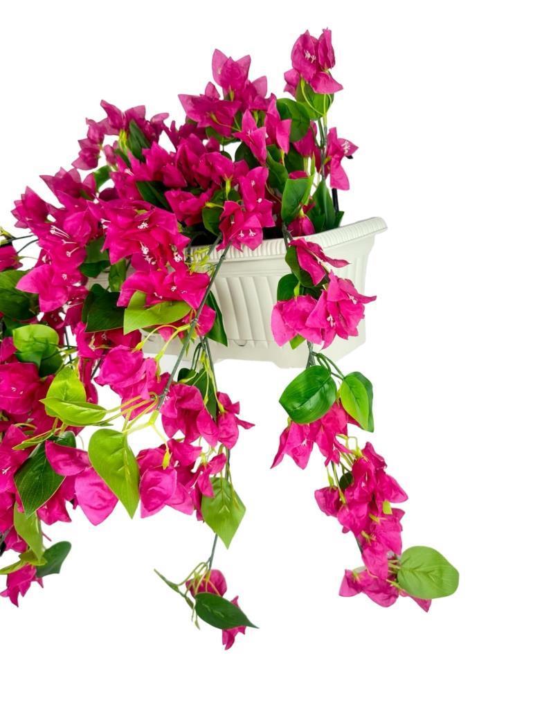 Yapay Çiçek Fuşya Pembe Begonvil Küpeşte Askılı Saksıda Balkon Çiçeği Çiçek Sepeti