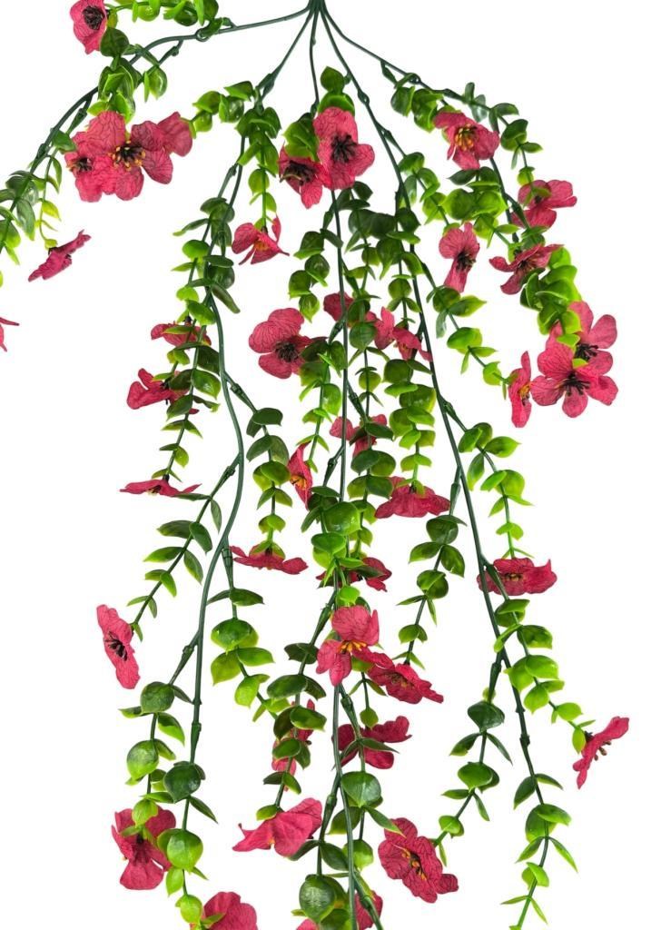 Yapay Çiçek Fuşya Sarkan Mineli Okaliptus Şimşir Yapay Sarmaşık 5dal 60cm