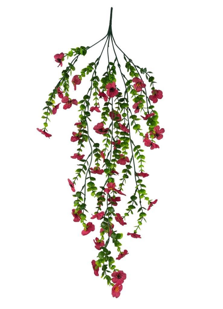 Yapay Çiçek Fuşya Sarkan Mineli Okaliptus Şimşir Yapay Sarmaşık 5dal 60cm