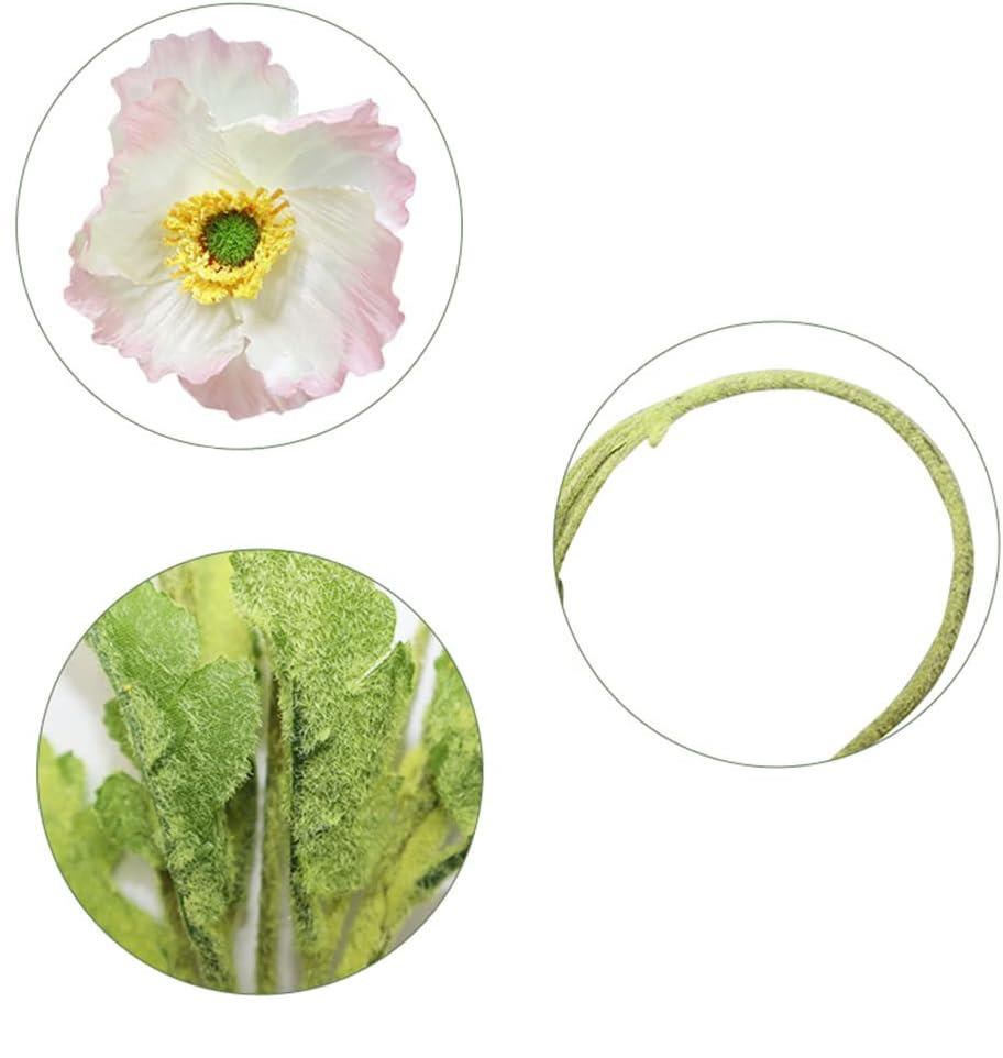 Yapay Çiçek Gelincik Çiçeği Pembe Açık Renk 3 Çiçek 1 Tomurcuk 59Cm