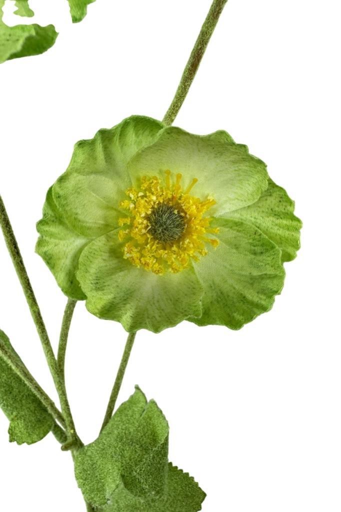 Yapay Çiçek Gelincik Çiçeği Sert Kumaş YEŞİL Renk 3 Çiçek 1 Tomurcuk 59Cm