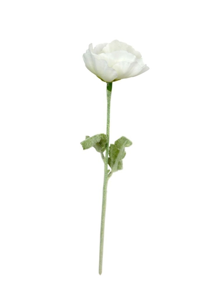 Yapay Çiçek Gelincik Çiçeği Tek Dal Beyaz Renk 45Cm