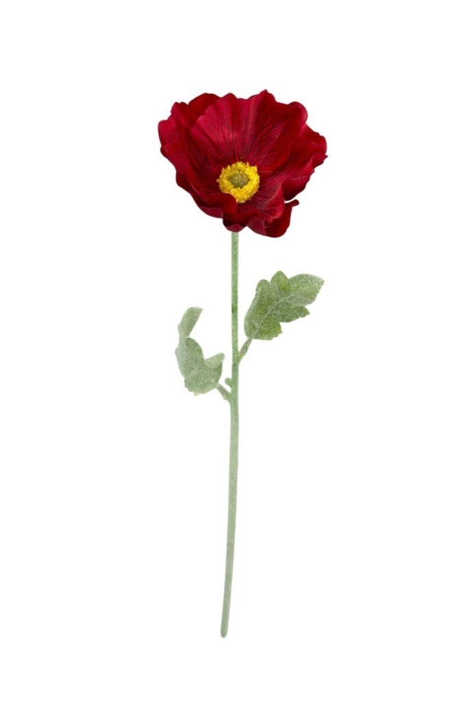 Yapay Çiçek Gelincik Çiçeği Tek Dal Kırmızı Renk 45Cm