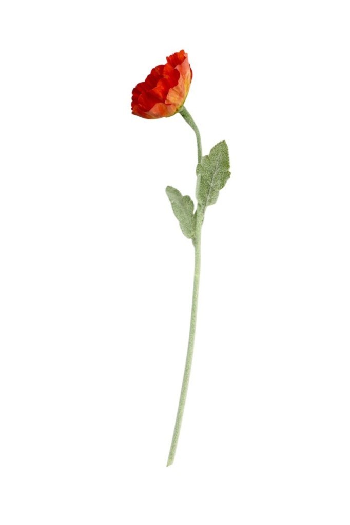 Yapay Çiçek Gelincik Çiçeği Tek Dal Koyu Turuncu Renk 45Cm