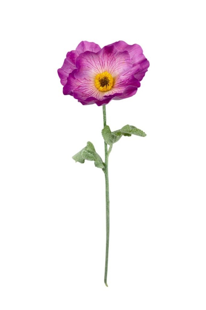 Yapay Çiçek Gelincik Çiçeği Tek Dal Lila Renk 45Cm
