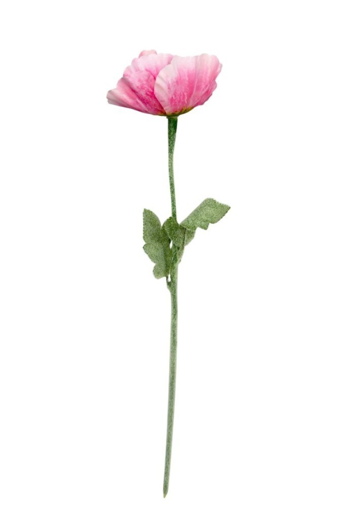 Yapay Çiçek Gelincik Çiçeği Tek Dal Pembe Renk 45Cm