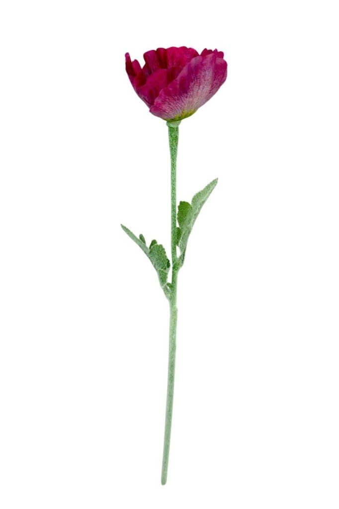 Yapay Çiçek Gelincik Çiçeği Tek Dal Pembe Koyu  Renk 45Cm