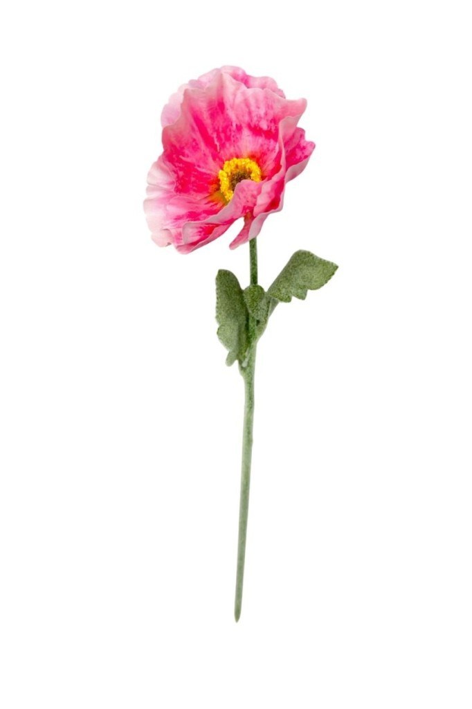Yapay Çiçek Gelincik Çiçeği Tek Dal Pembe Renk 45Cm