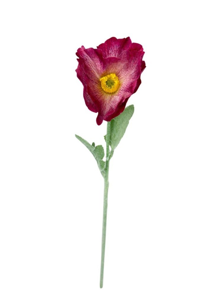 Yapay Çiçek Gelincik Çiçeği Tek Dal Pembe Koyu  Renk 45Cm