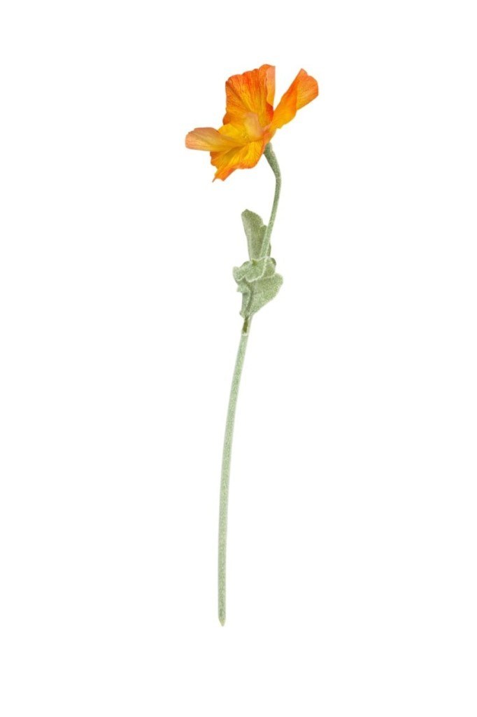 Yapay Çiçek Gelincik Çiçeği Tek Dal Turuncu Renk 45Cm