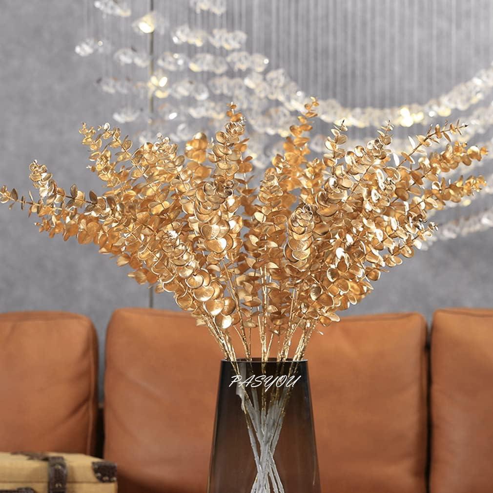 Yapay Çiçek Gold Altın Renk Okaliptus 3Dallı Uzun Dal 76cm Eucalyptus