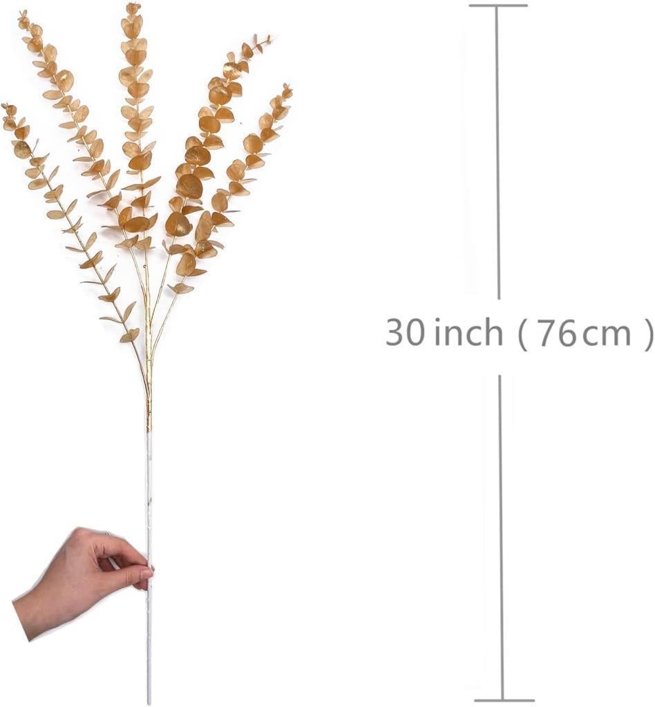 Yapay Çiçek Gold Altın Renk Okaliptus 3Dallı Uzun Dal 76cm Eucalyptus