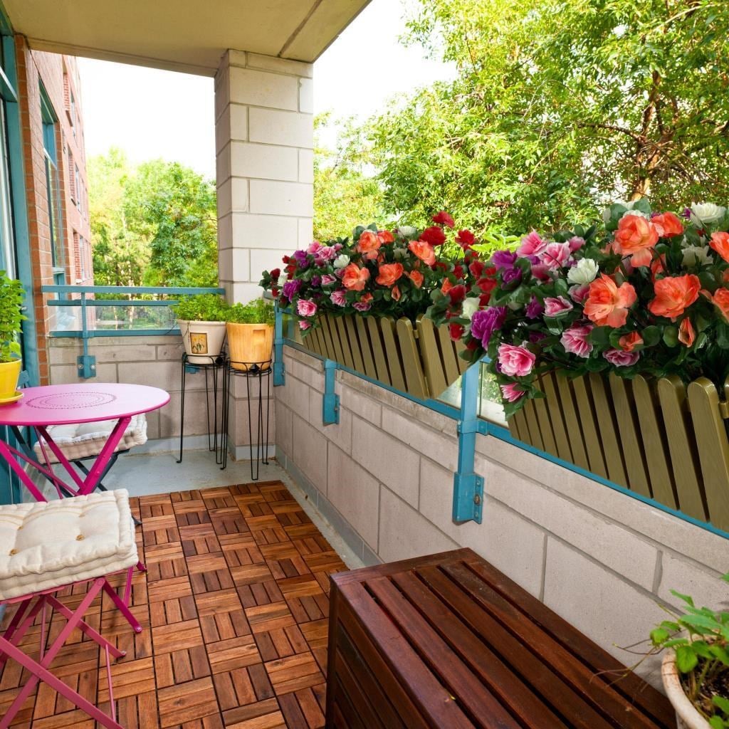 Yapay Çiçek Gold Çit Balkon Saksısı Renkli Açelya Çiçekli 55*20cm
