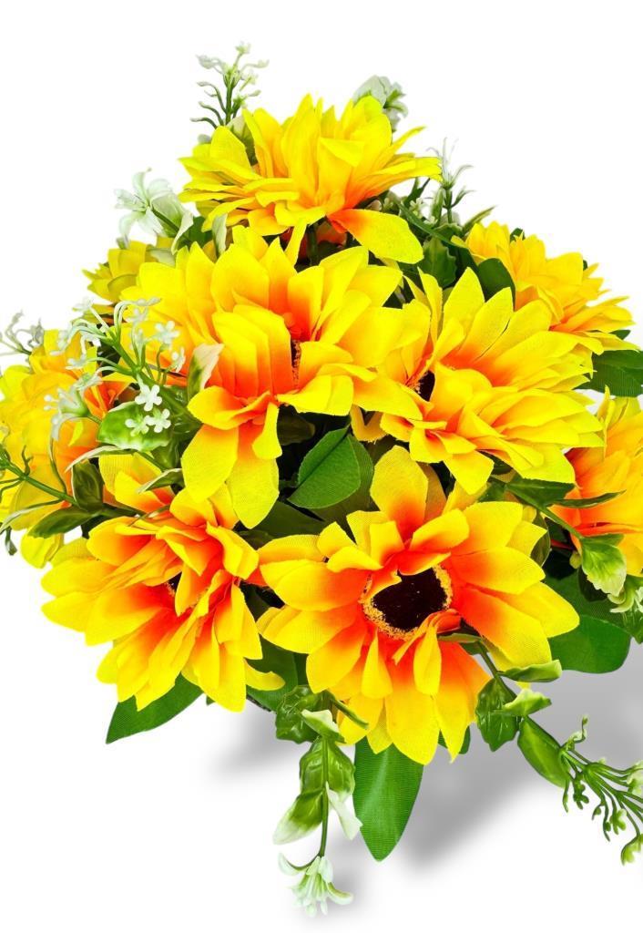 Yapay Çiçek Gri Seramik Saksıda Ay Çiçeği Sunflower 30cm