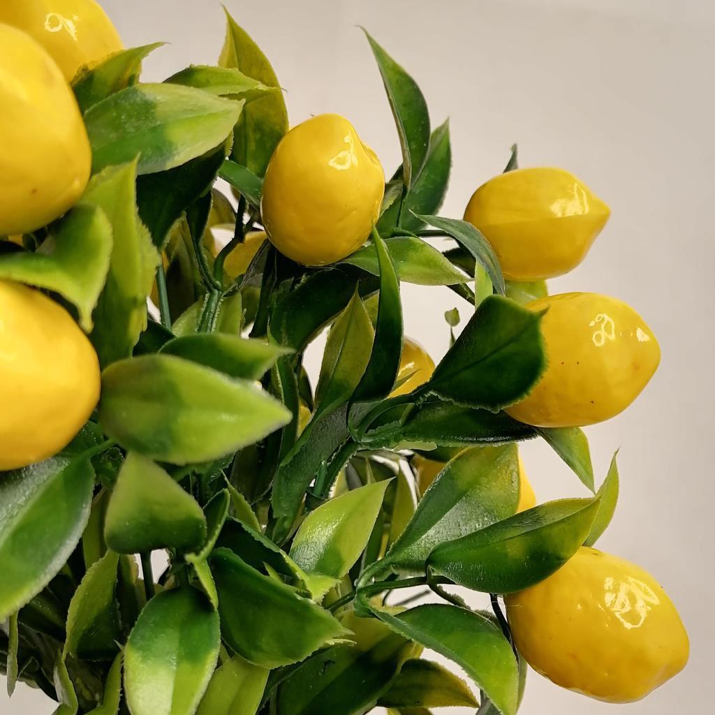 Yapay Çiçek Gri Seramik Saksıda Limon Ağacı 