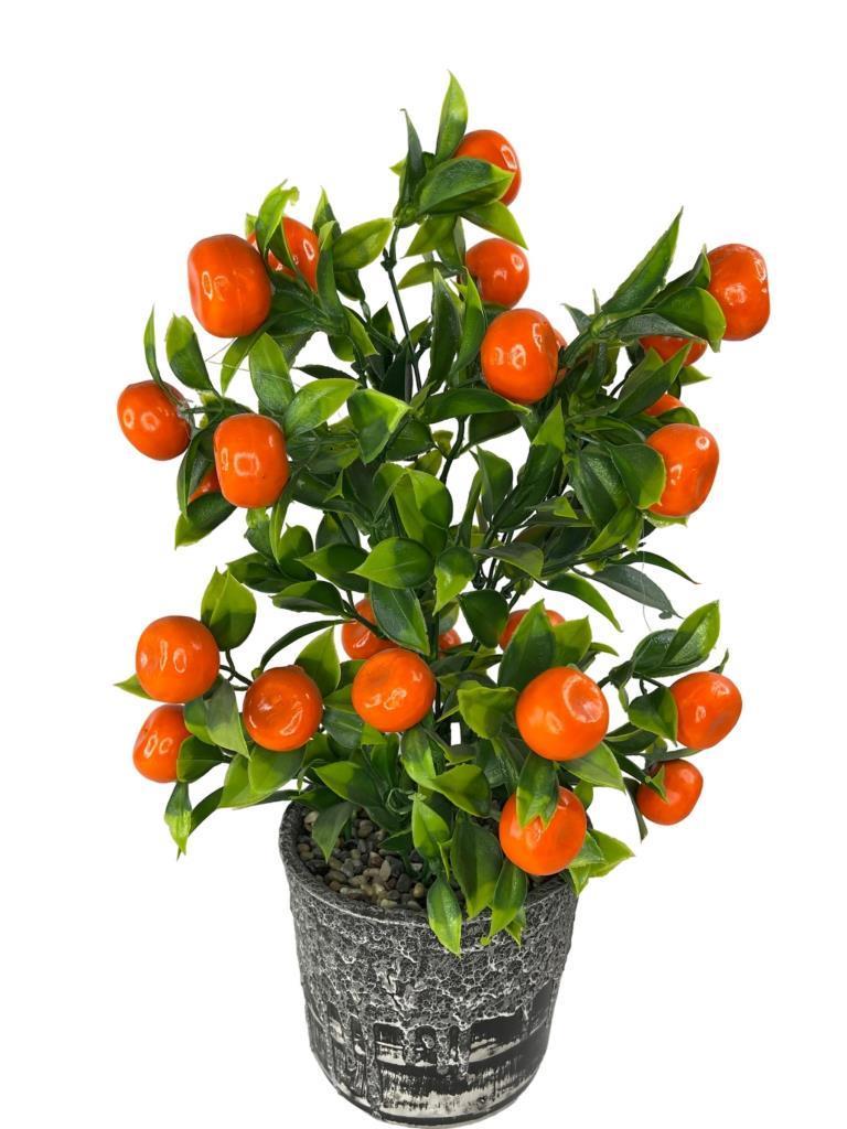 Yapay Çiçek Gri Seramik Saksıda Mandalina Ağacı 40cm
