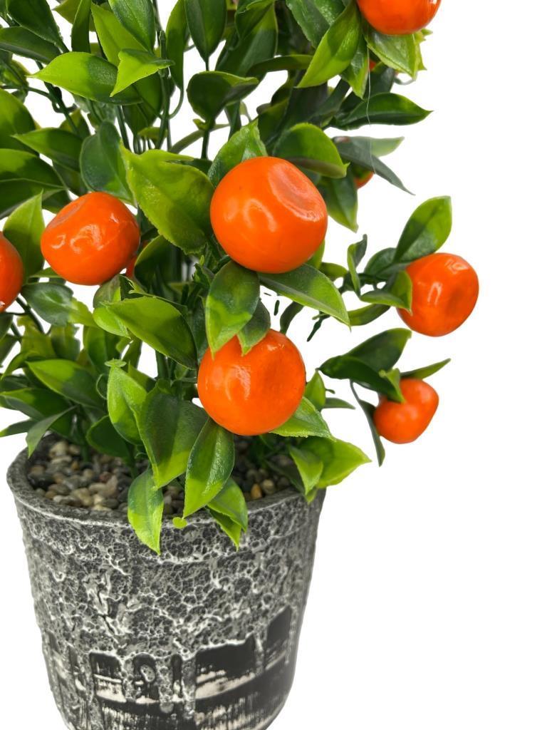 Yapay Çiçek Gri Seramik Saksıda Mandalina Ağacı 40cm