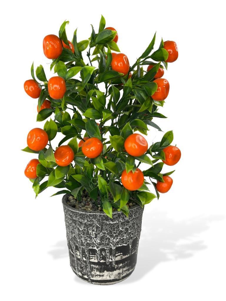 Yapay Çiçek Gri Seramik Saksıda Mandalina Ağacı 40cm