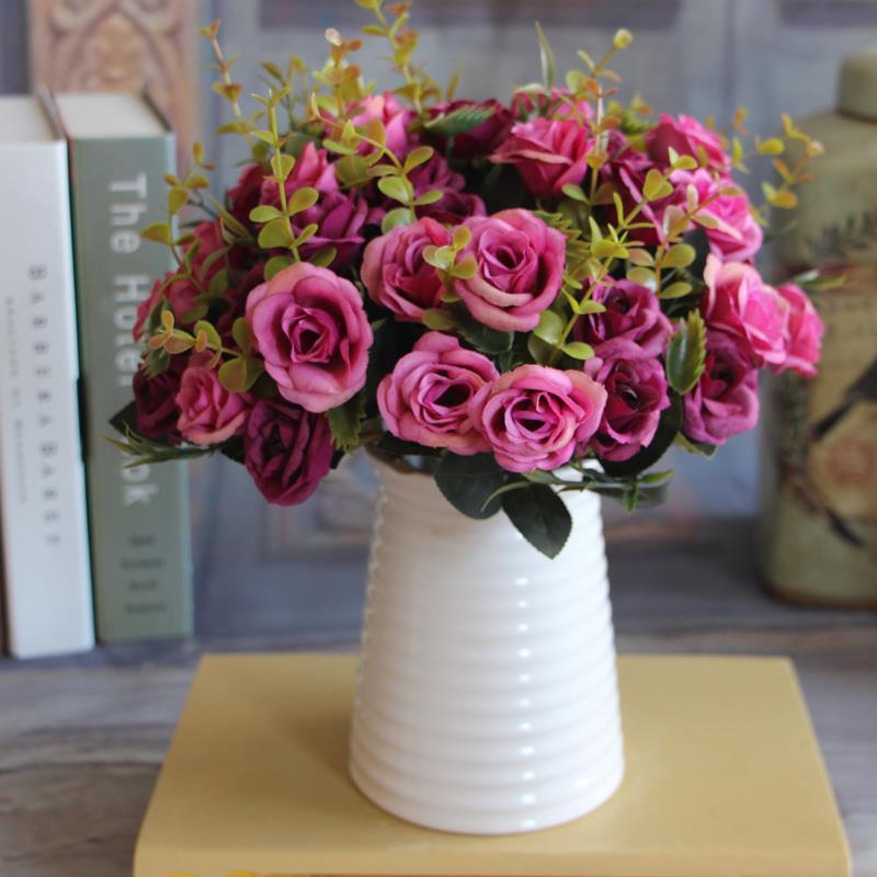 Yapay Çiçek Gül Yaban Gülü Demeti MOR 10 Kafa