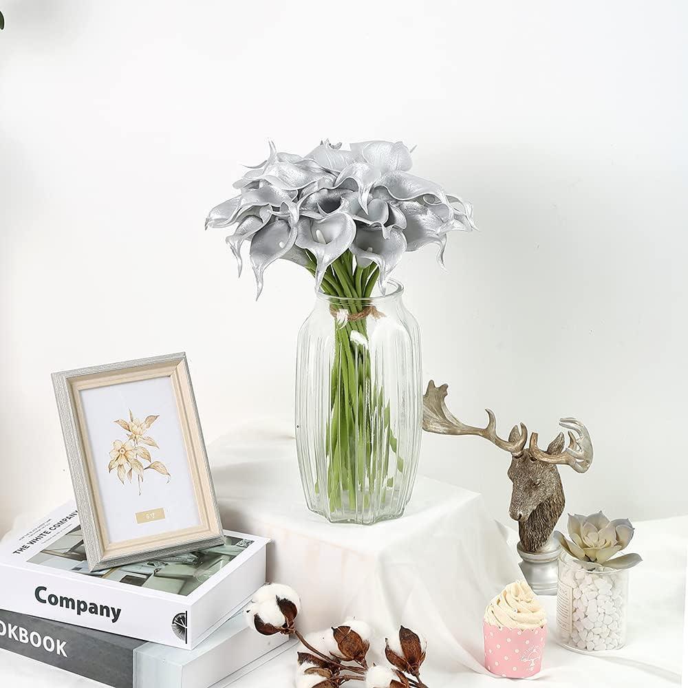 Yapay Çiçek Gümüş Renk Gala Eva Malzeme Silver Cala Flower 8li Demet