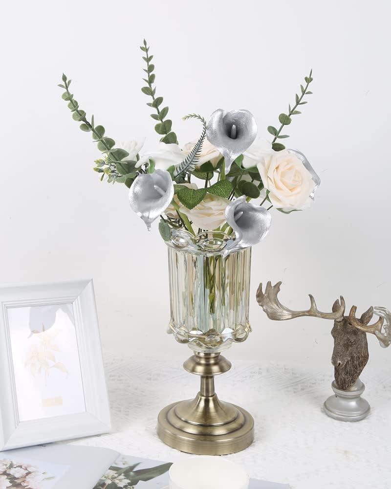 Yapay Çiçek Gümüş Renk Gala Eva Malzeme Silver Cala Flower 8li Demet