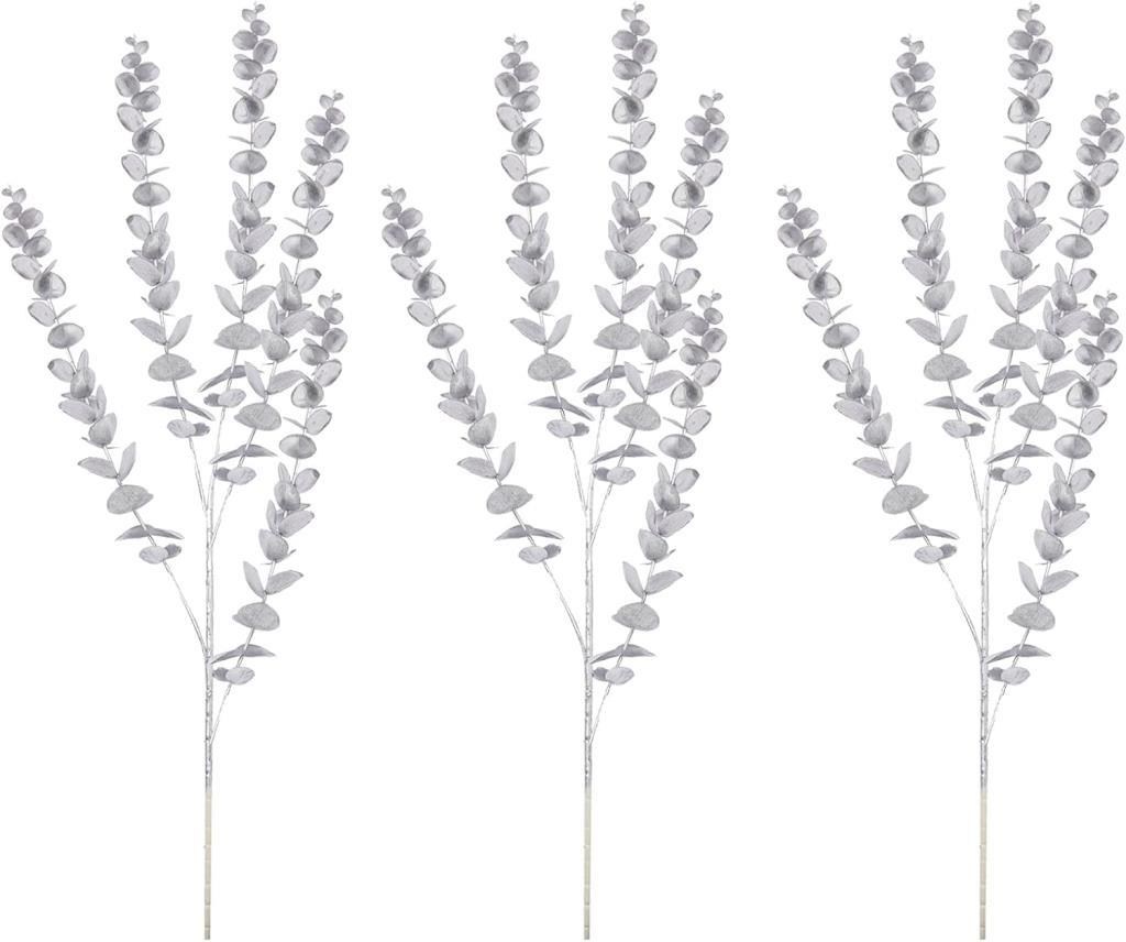 Yapay Çiçek Gümüş Renk Okaliptus 3Dallı Uzun Dal 76cm Eucalyptus