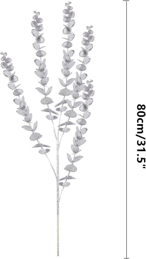 Yapay Çiçek Gümüş Renk Okaliptus 3Dallı Uzun Dal 76cm Eucalyptus