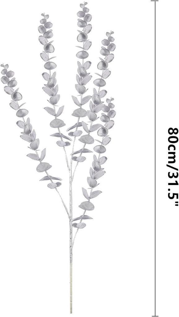 Yapay Çiçek Gümüş Renk Okaliptus 3Dallı Uzun Dal 76cm Eucalyptus