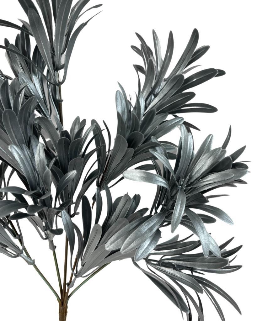 Yapay Çiçek Gümüş Renk Podocarpus Demeti 5 dal Garnitür Aradal Dekoratif Yapay Bitki