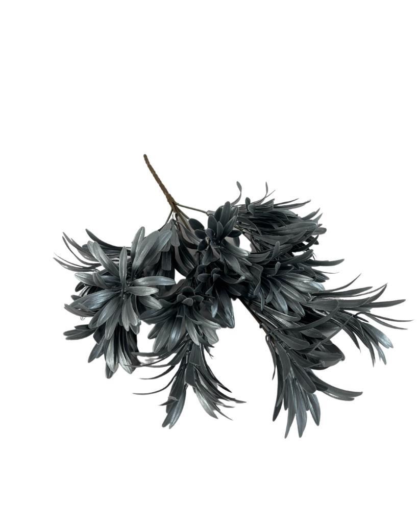 Yapay Çiçek Gümüş Renk Podocarpus Demeti 5 dal Garnitür Aradal Dekoratif Yapay Bitki