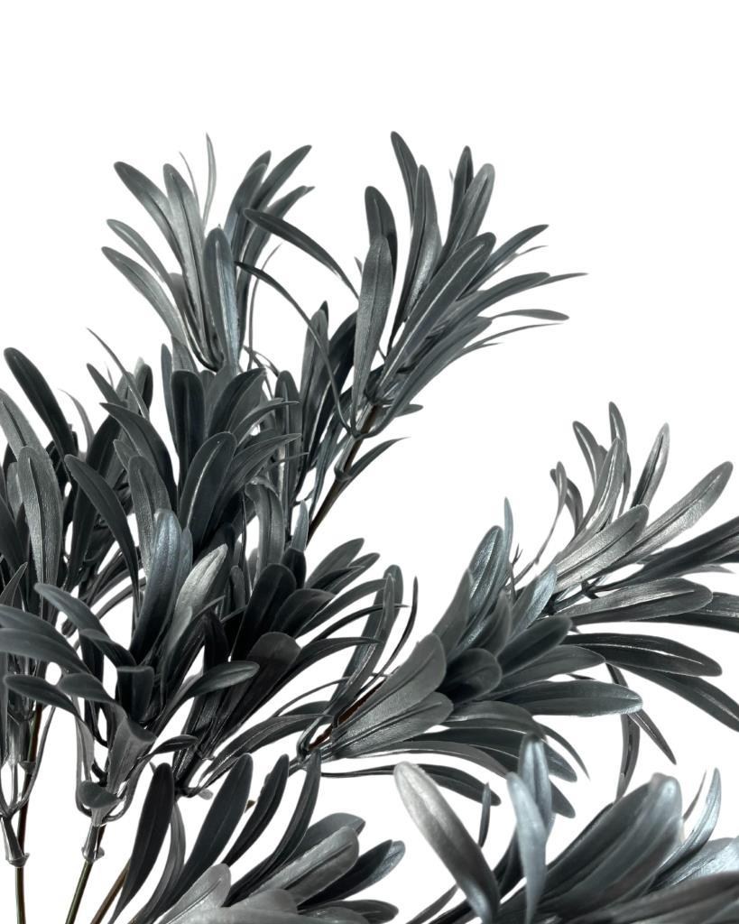 Yapay Çiçek Gümüş Renk Podocarpus Demeti 5 dal Garnitür Aradal Dekoratif Yapay Bitki