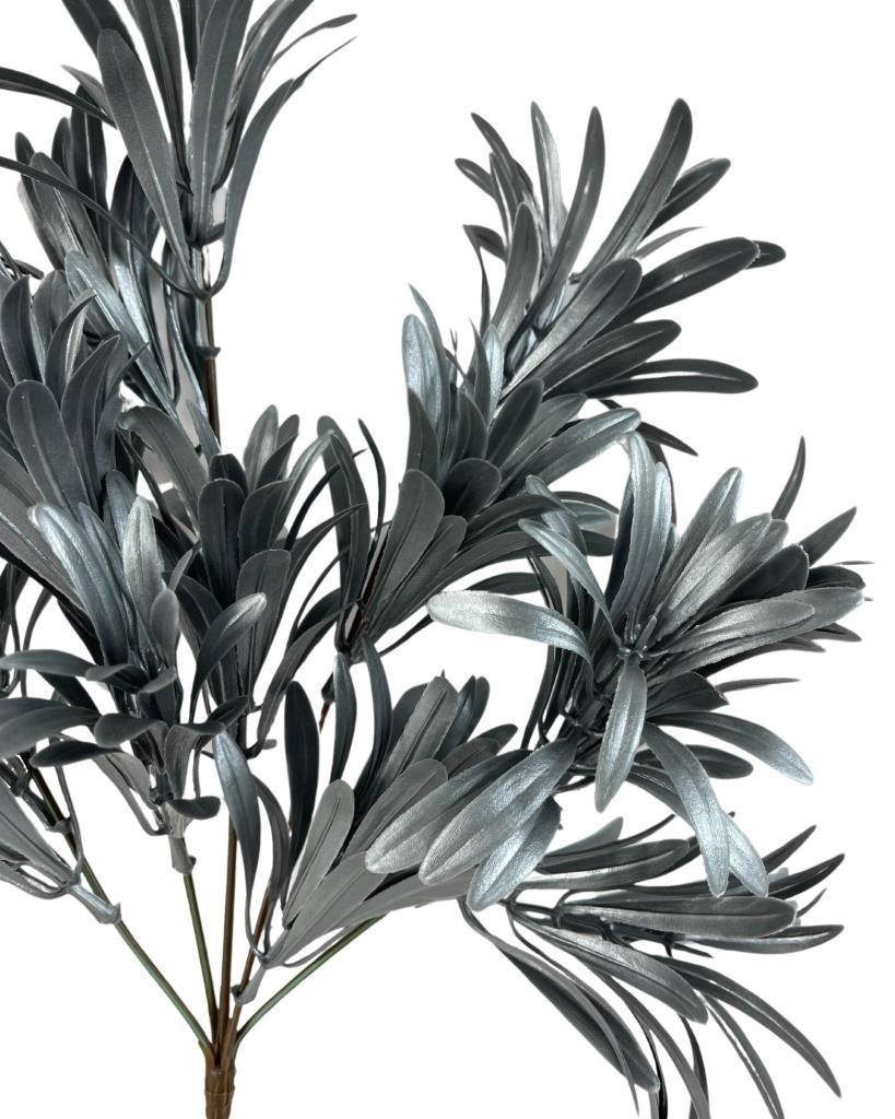 Yapay Çiçek Gümüş Renk Podocarpus Demeti 5 dal Garnitür Aradal Dekoratif Yapay Bitki