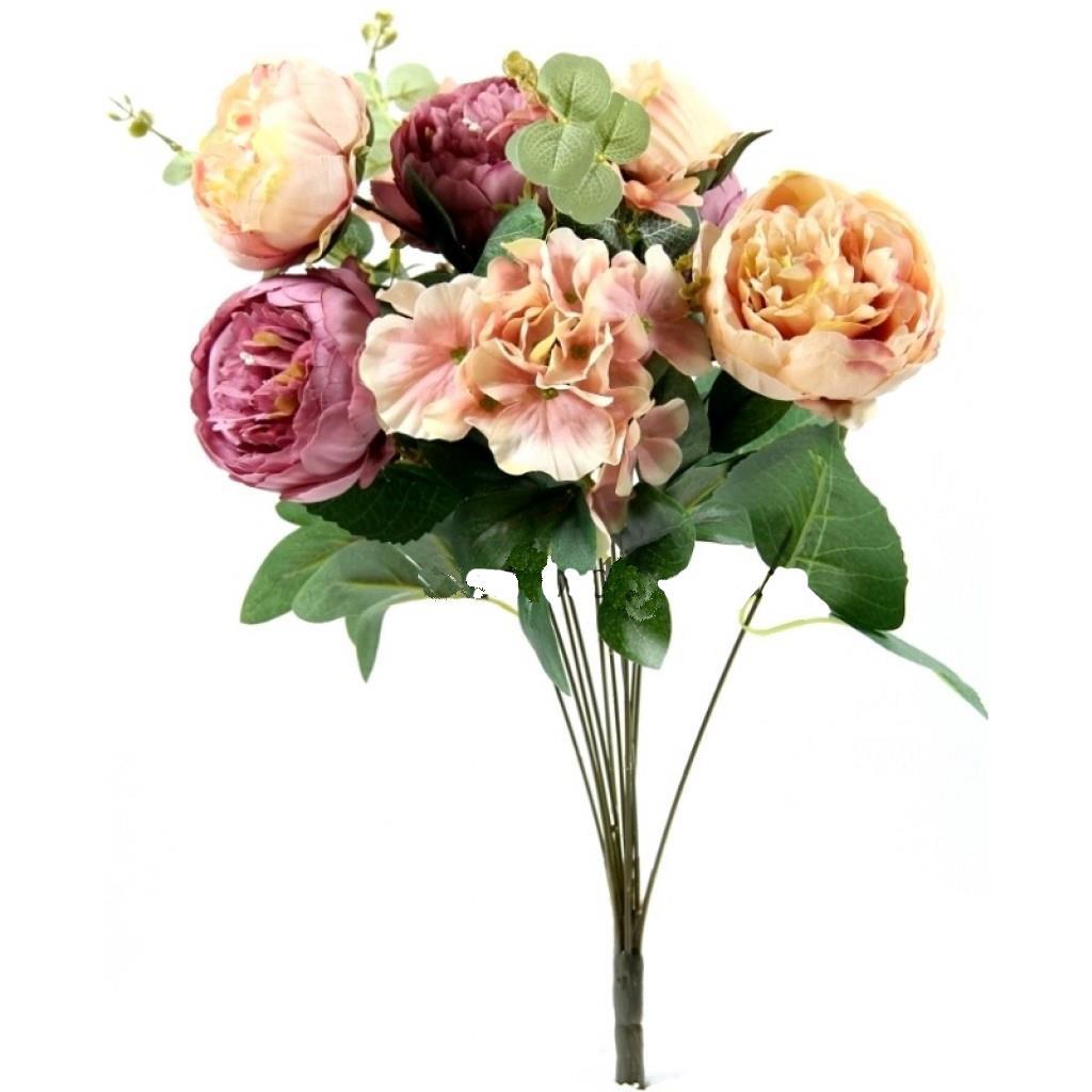 Yapay Çiçek İncili Şakayık Erengül Büyük Boy Gül Kurusu Somon