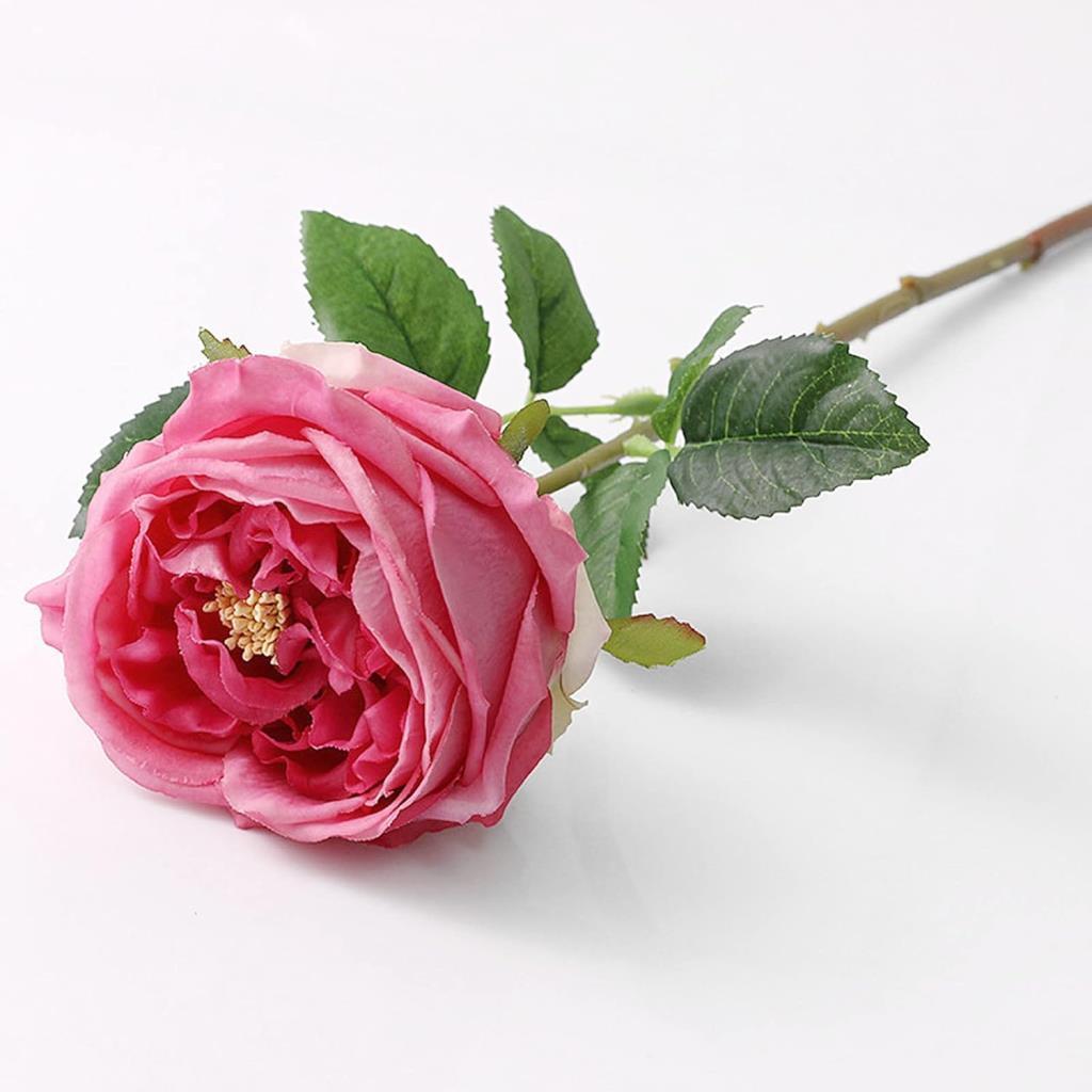 Yapay Çiçek Islak Gül Şakayık Katmerli Gül KOYU PEMBE Renk Gerçeksi Dokunuş 45Cm