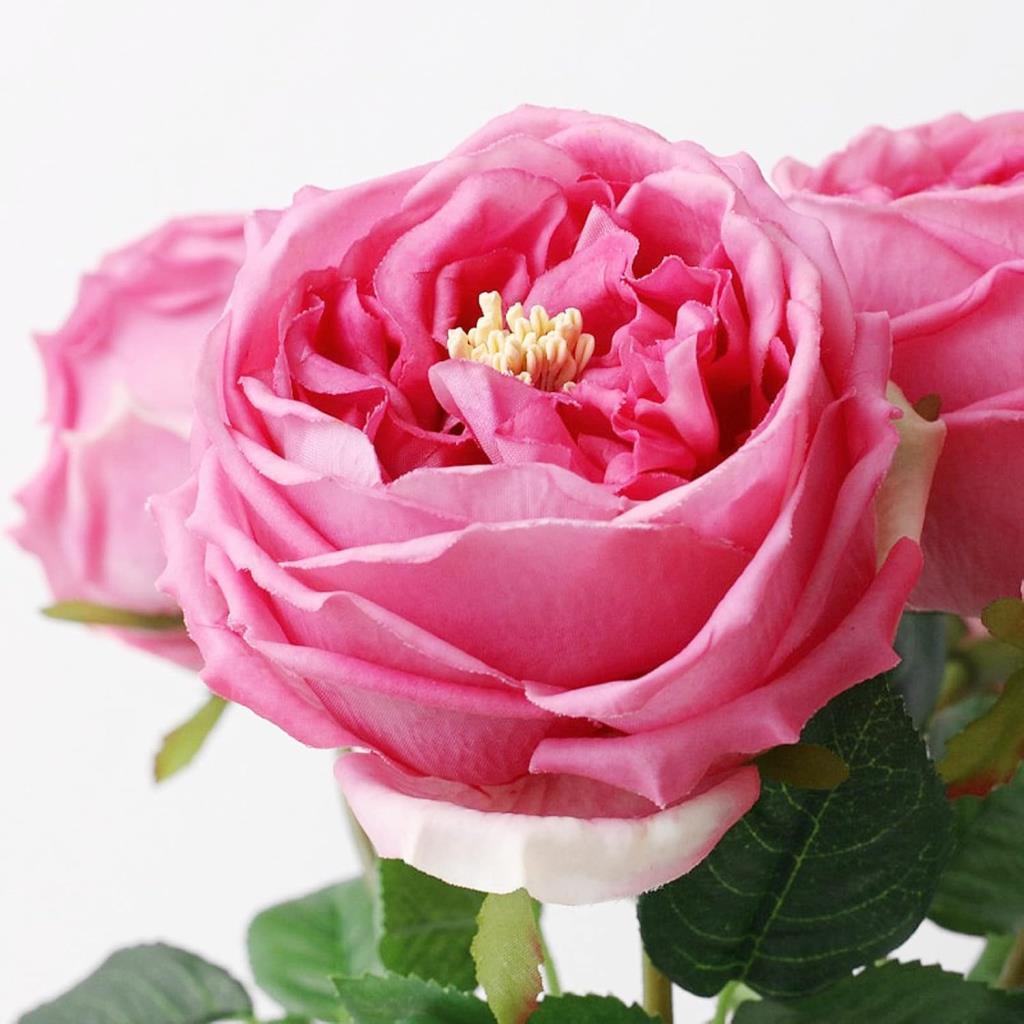 Yapay Çiçek Islak Gül Şakayık Katmerli Gül KOYU PEMBE Renk Gerçeksi Dokunuş 45Cm