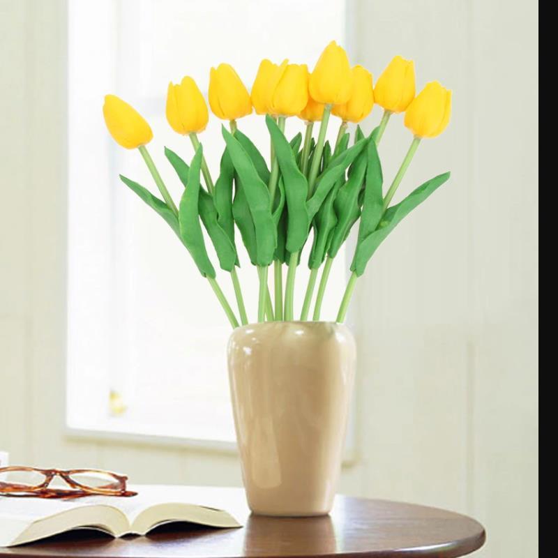 Yapay Çiçek Islak Lale Gerçeksi Doku 10lu SARI