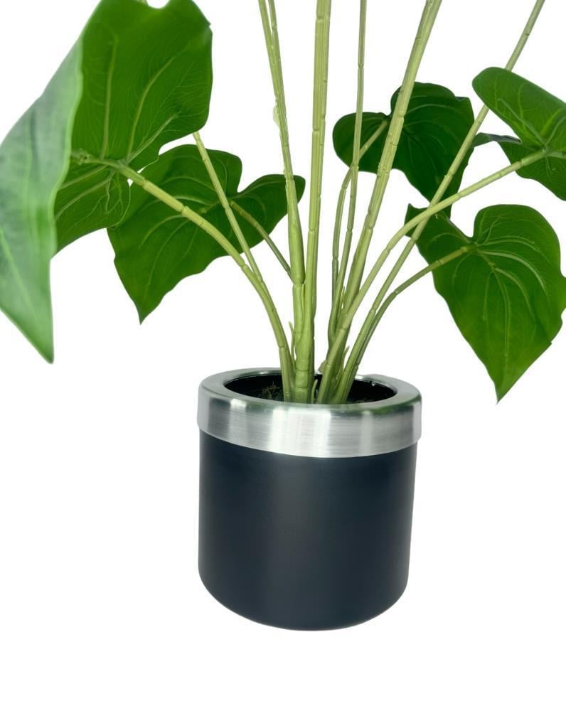 Yapay Çiçek Islak Manolya Çiçeği 6 Çiçekli 65cm Gümüş Halkalı Galvaniz Vazoda Salon Çiçeği