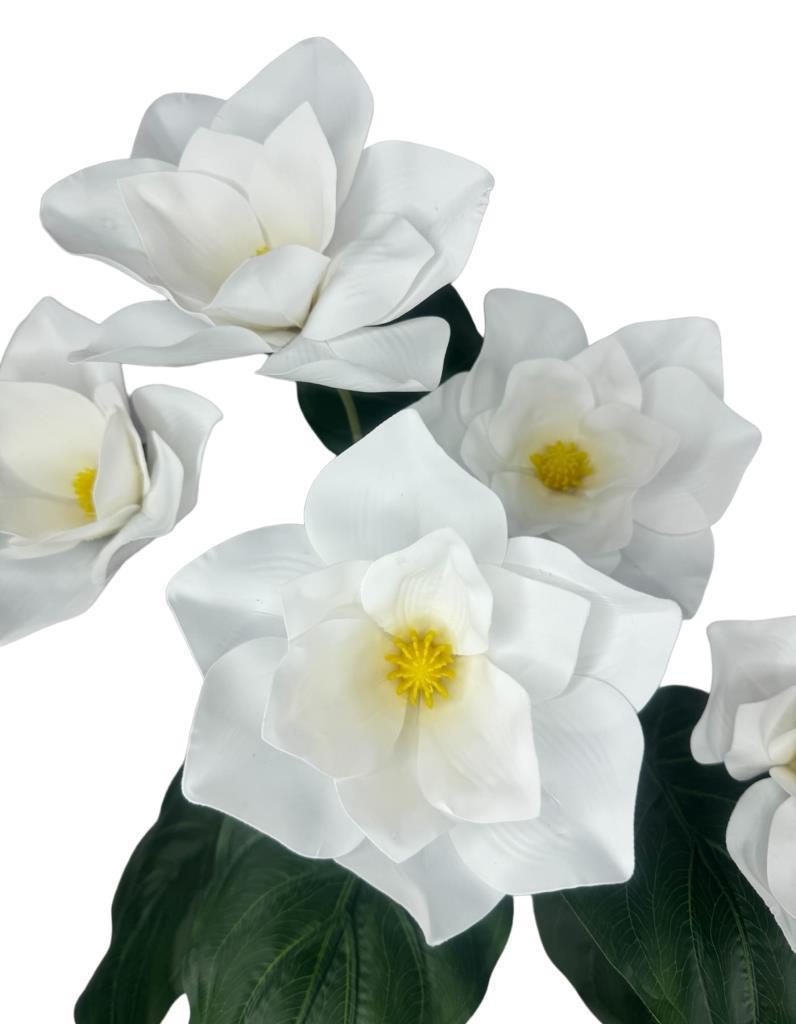 Yapay Çiçek Islak Manolya Çiçeği 6 Çiçekli 65cm Siyah Saksıda  Salon Çiçeği