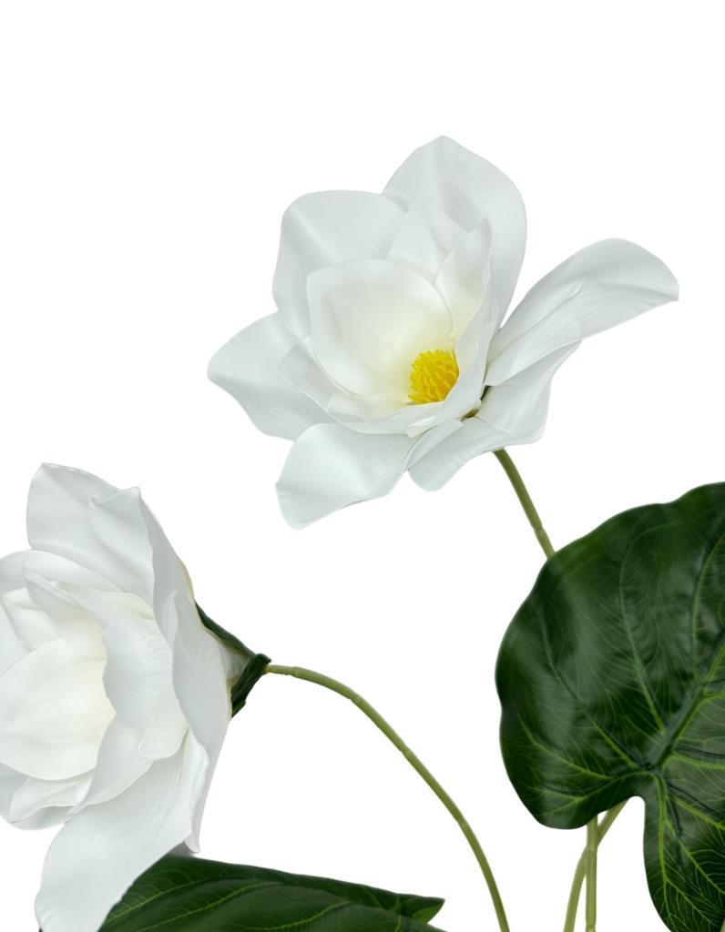 Yapay Çiçek Islak Manolya Gerçek Dokulu 3 Kafa Magnolia BEYAZ